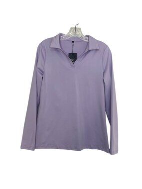 FKEEP Long Sleeve Collared Blouse Large Purple New Casual Wear